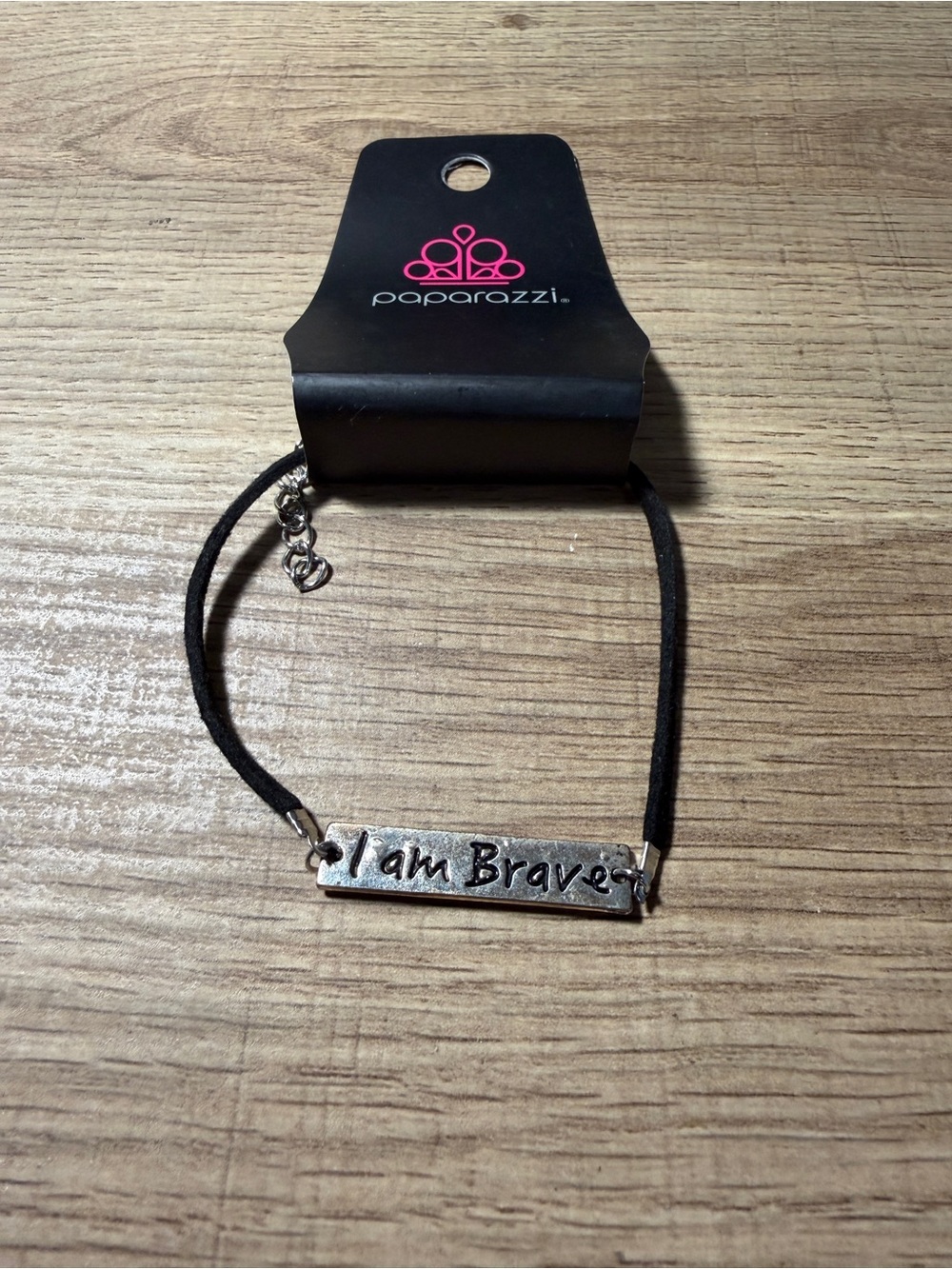 paparazzi Silver 'I Am Brave' Bar Bracelet - Black